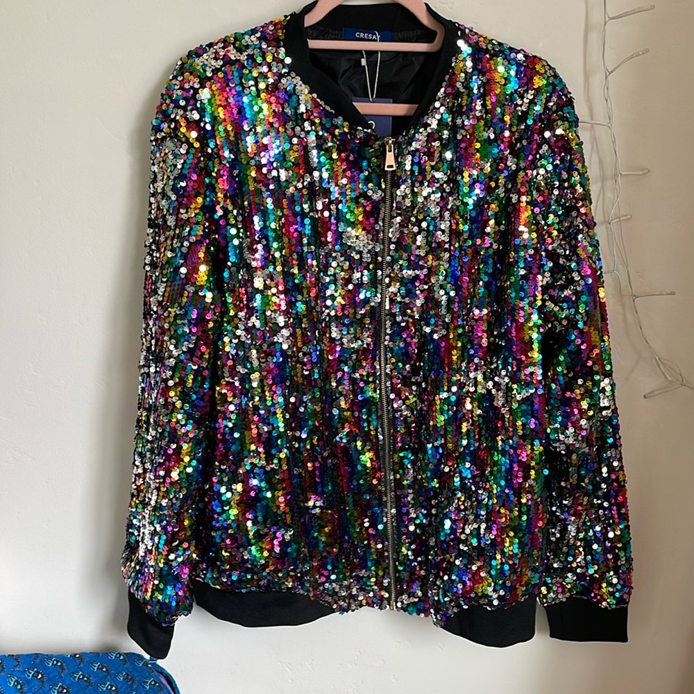 New with tags, sequin bomber jacket size xxl